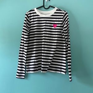 Size small black and white striped long sleeve tshirt with heart detail